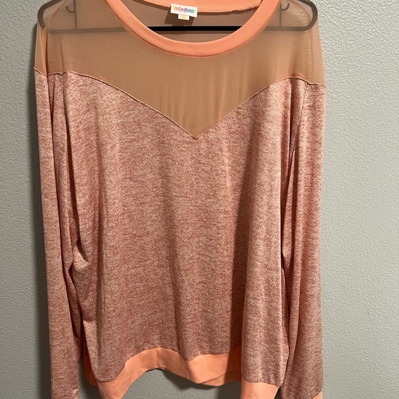 LuLaRoe Tops - LuLaRoe Peach Lizzy shirt and sheer  Long Sleeve Blouse